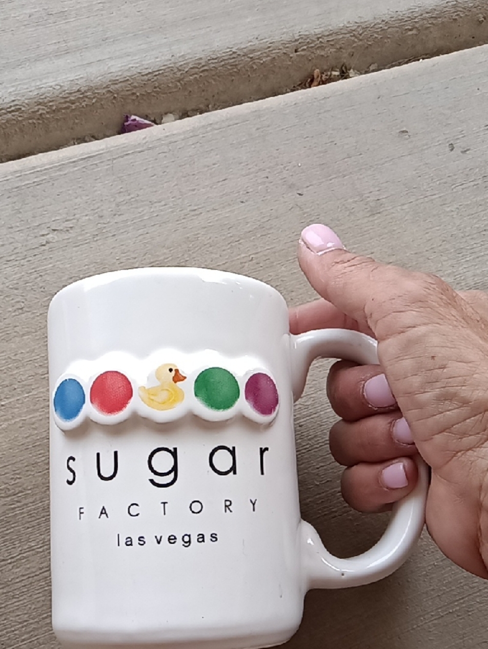 Sugar Factory Las Vegas White Ceramic Mug with Colorful Dots